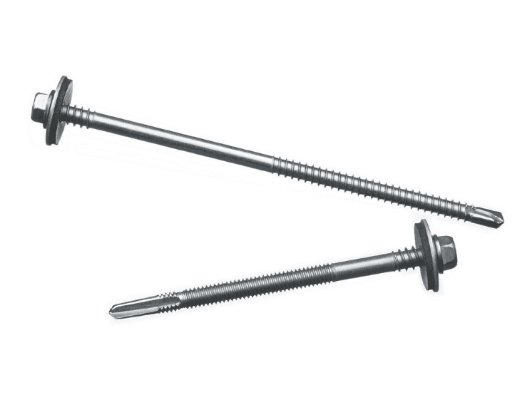Long self-drilling screws for thicker build-ups Long self-drilling screws for fastening through thicker build-ups.