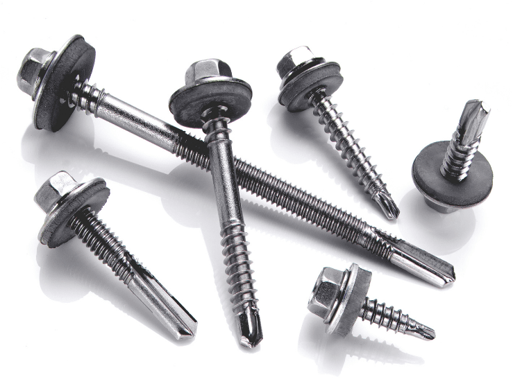 Marutex stainless self-drilling screws with sealing washers. Marutex stainless self-drilling screws with sealing washers.